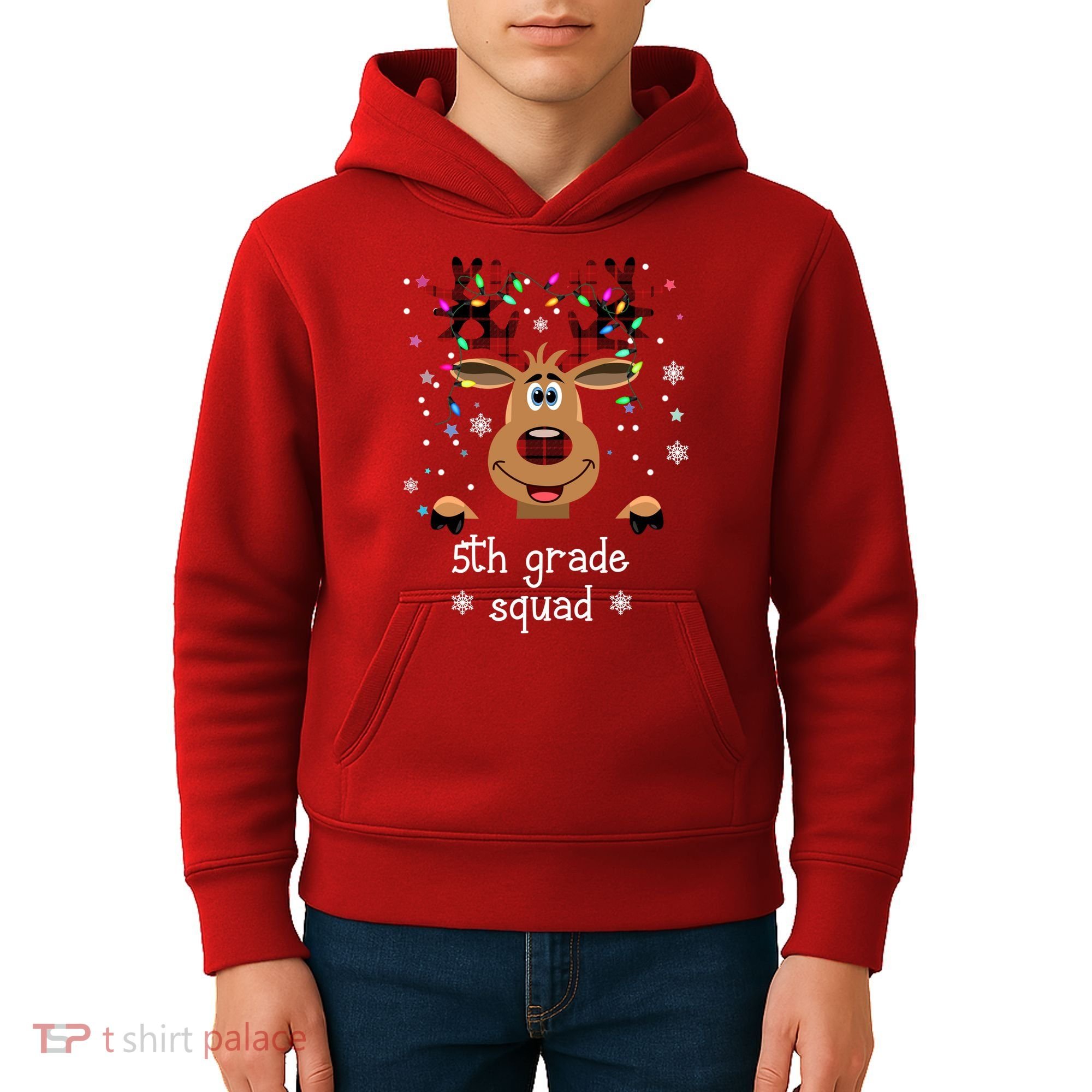 5th Grade Squad Reindeer Christmas Kids Hoodie
