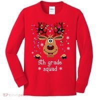 5th Grade Squad Reindeer Christmas Kids Long Sleeve Shirt thumb 0