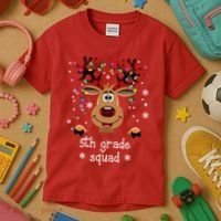 5th Grade Squad Reindeer Christmas Kids T-Shirt thumb 3