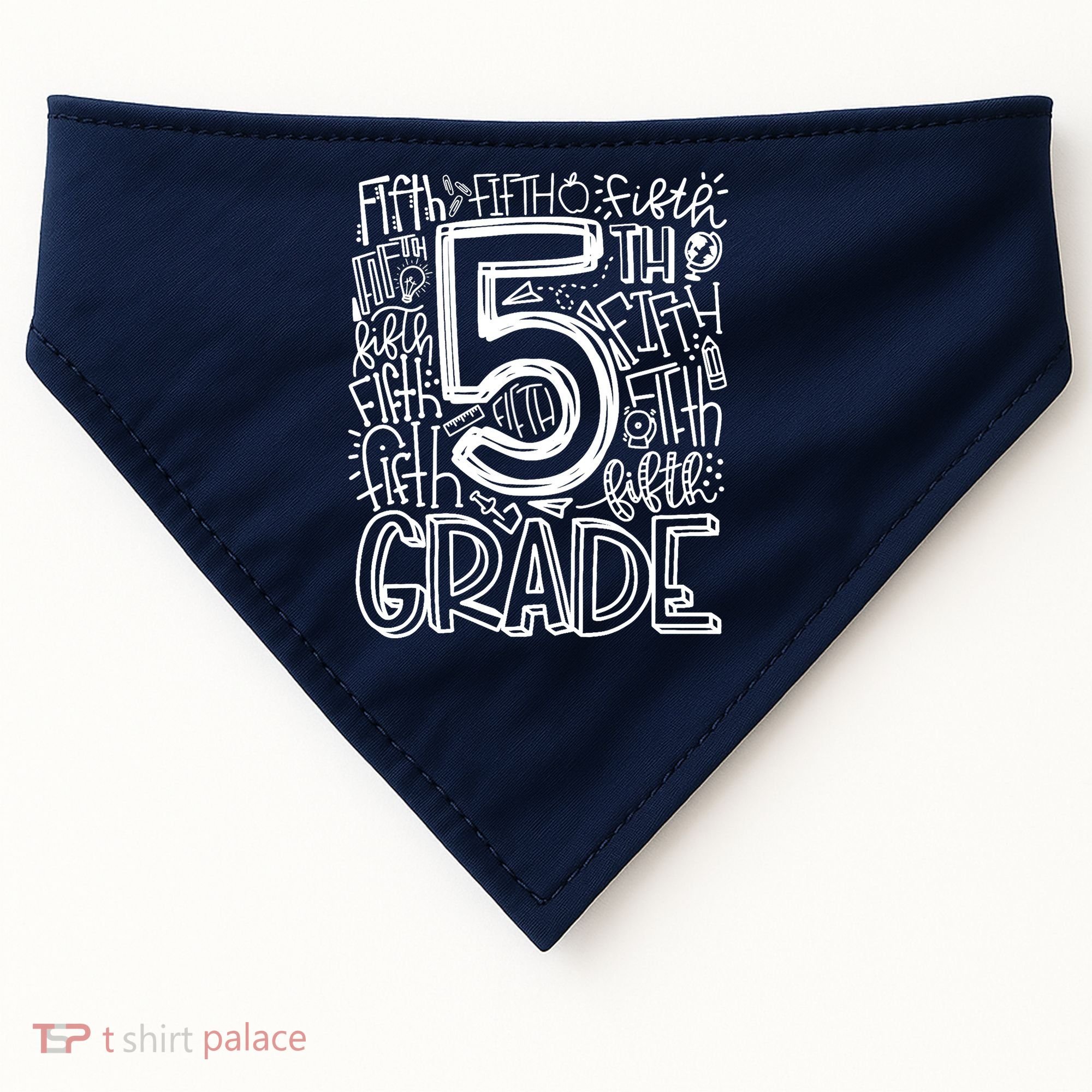 5th Grade Typography Team Fifth Grade Teacher Back To School USA-Made Doggie Bandana