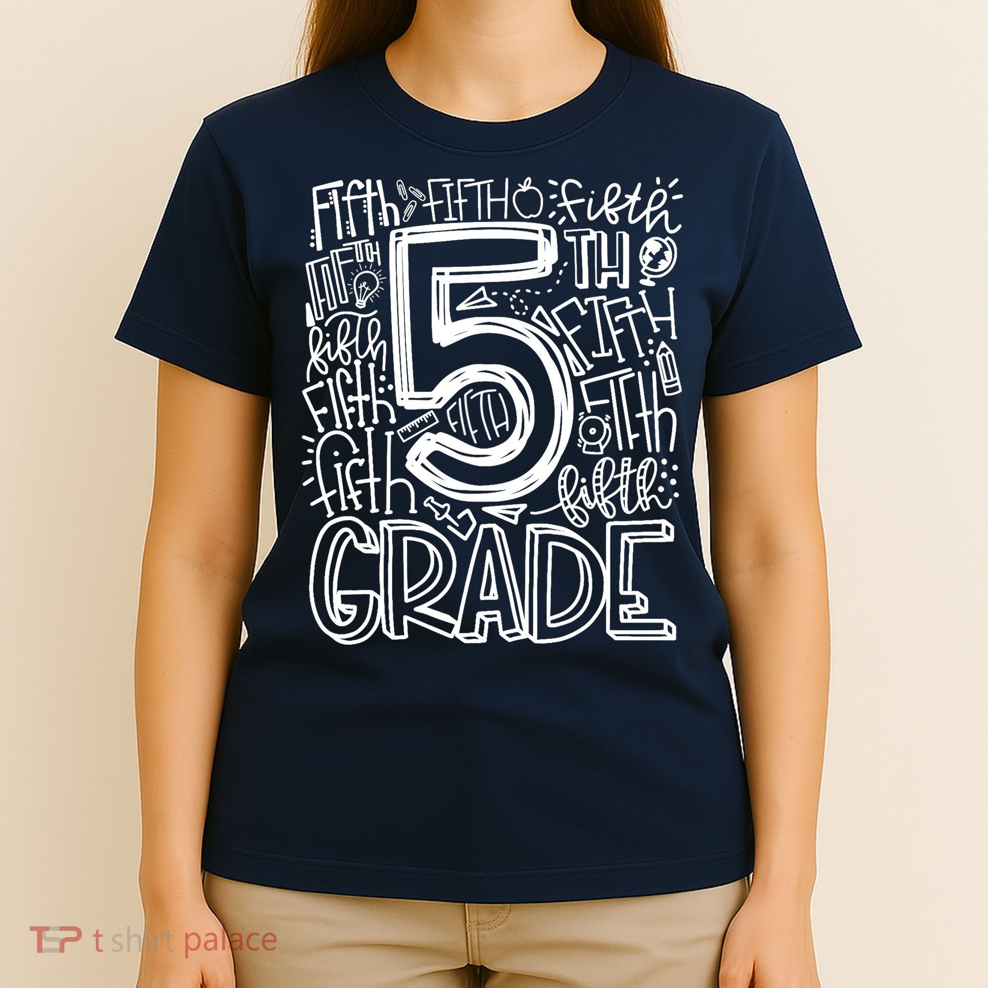 5th Grade Typography Team Fifth Grade Teacher Back To School T-Shirt