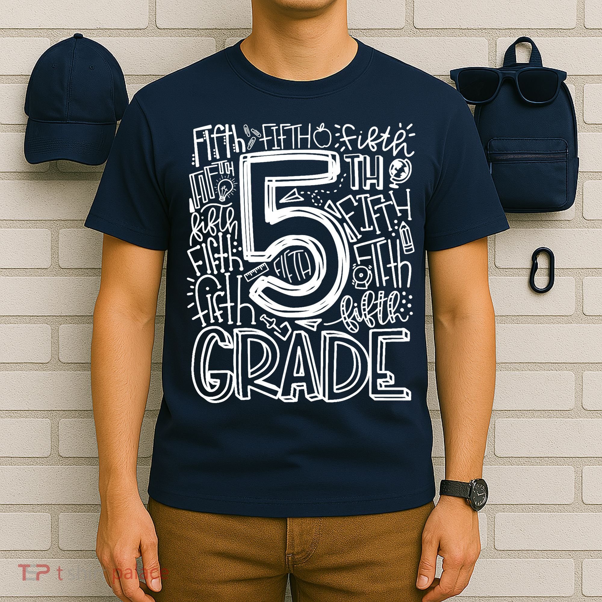 5th Grade Typography Team Fifth Grade Teacher Back To School T-Shirt
