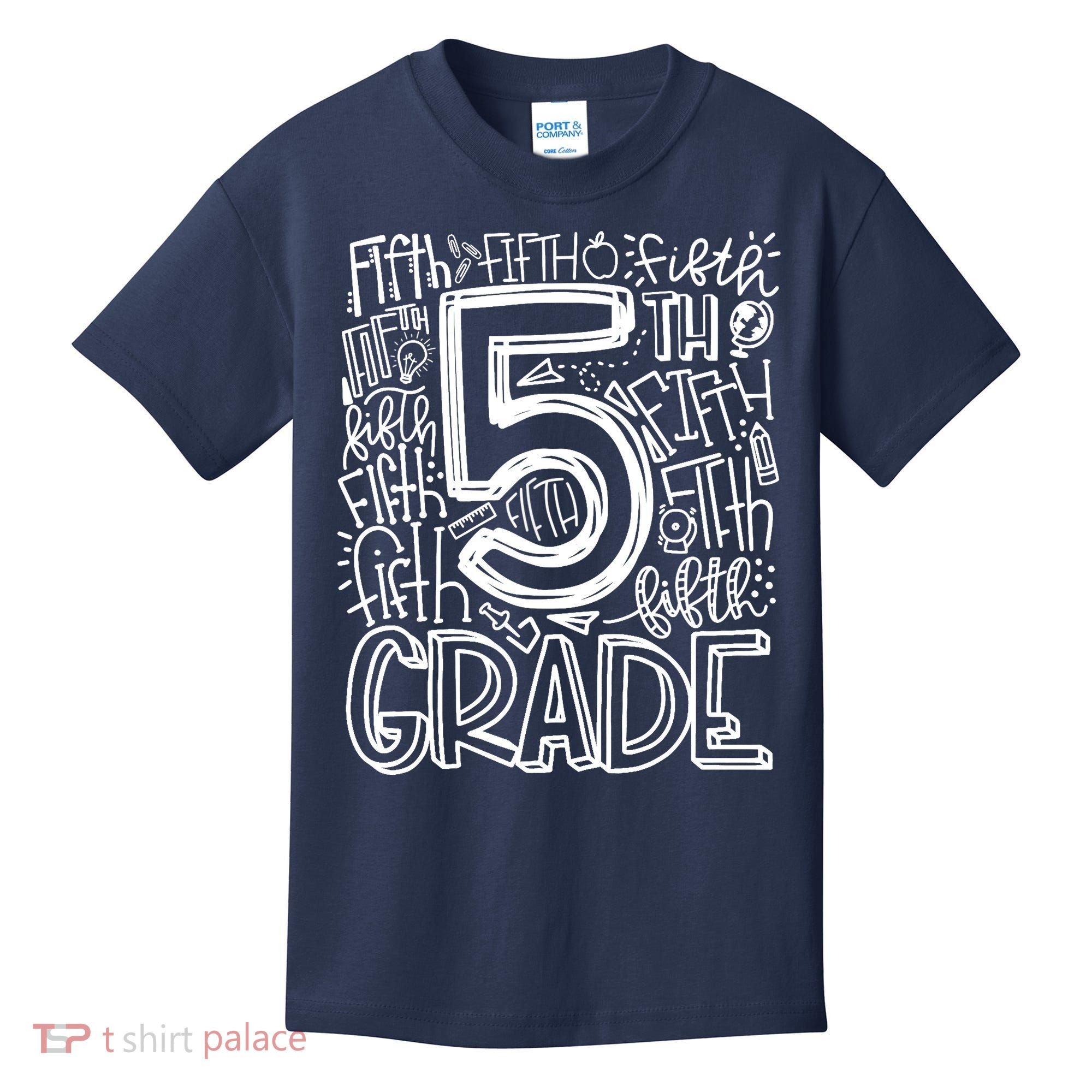 5th Grade Typography Team Fifth Grade Teacher Back To School Kids T-Shirt