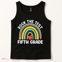 5th Grade Teacher Rock The Test Day Fifth Grade Testing Day Tank Top thumb 2