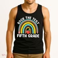 5th Grade Teacher Rock The Test Day Fifth Grade Testing Day Tank Top thumb 3