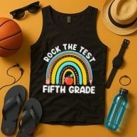 5th Grade Teacher Rock The Test Day Fifth Grade Testing Day Tank Top thumb 4