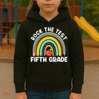 5th Grade Teacher Rock The Test Day Fifth Grade Testing Day Kids Hoodie thumb 3