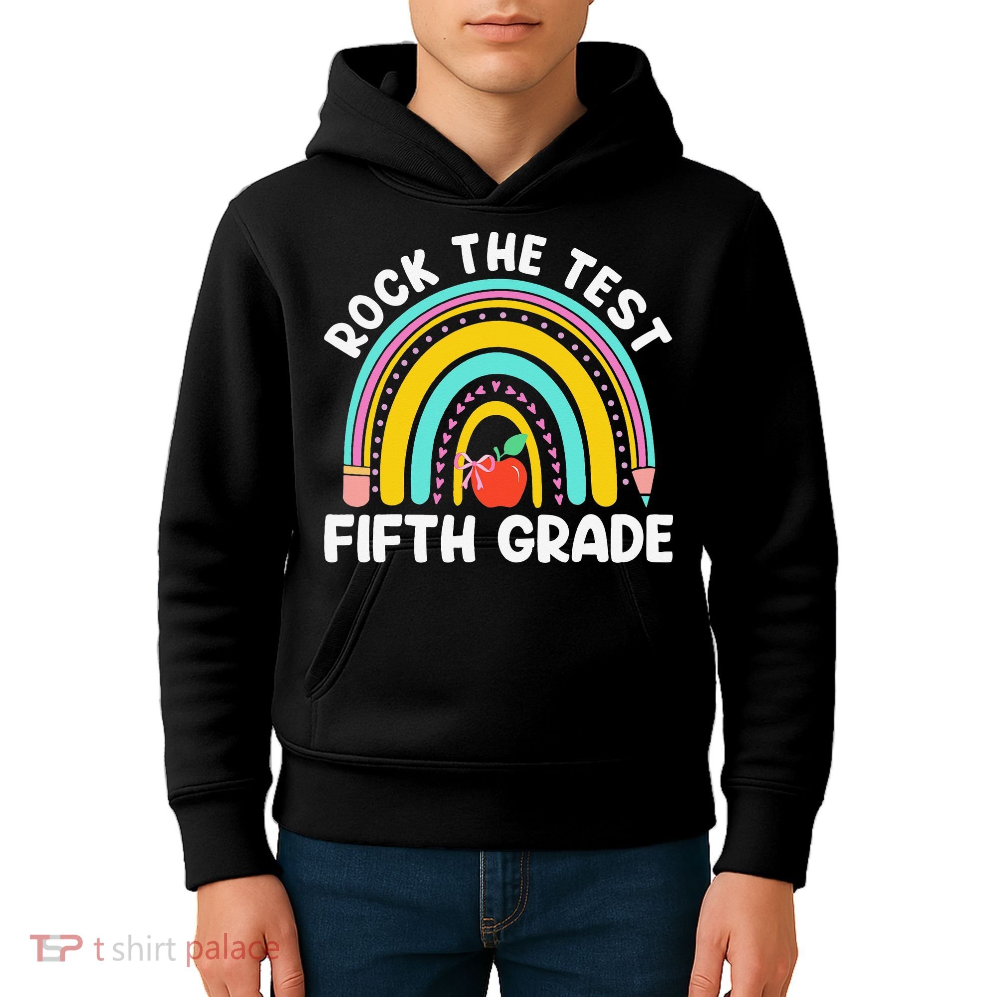 5th Grade Teacher Rock The Test Day Fifth Grade Testing Day Kids Hoodie