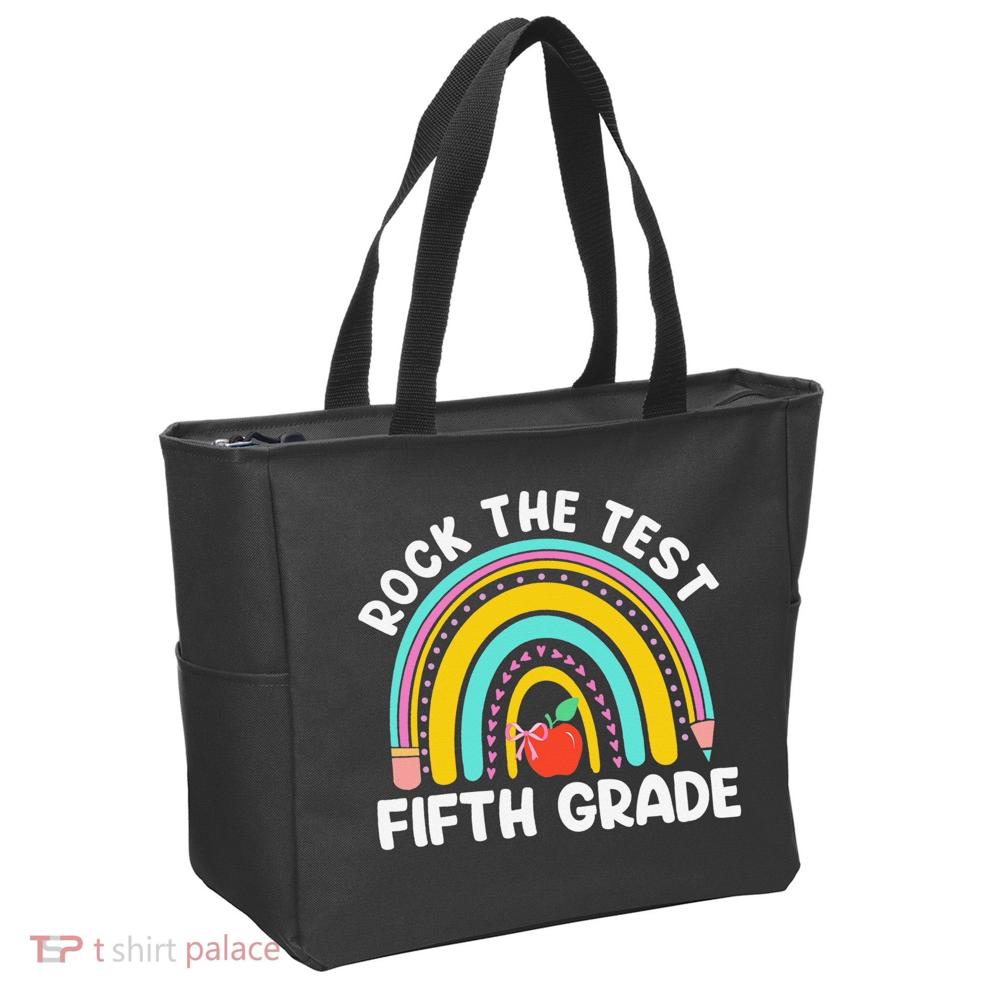 5th Grade Teacher Rock The Test Day Fifth Grade Testing Day Tote Bag