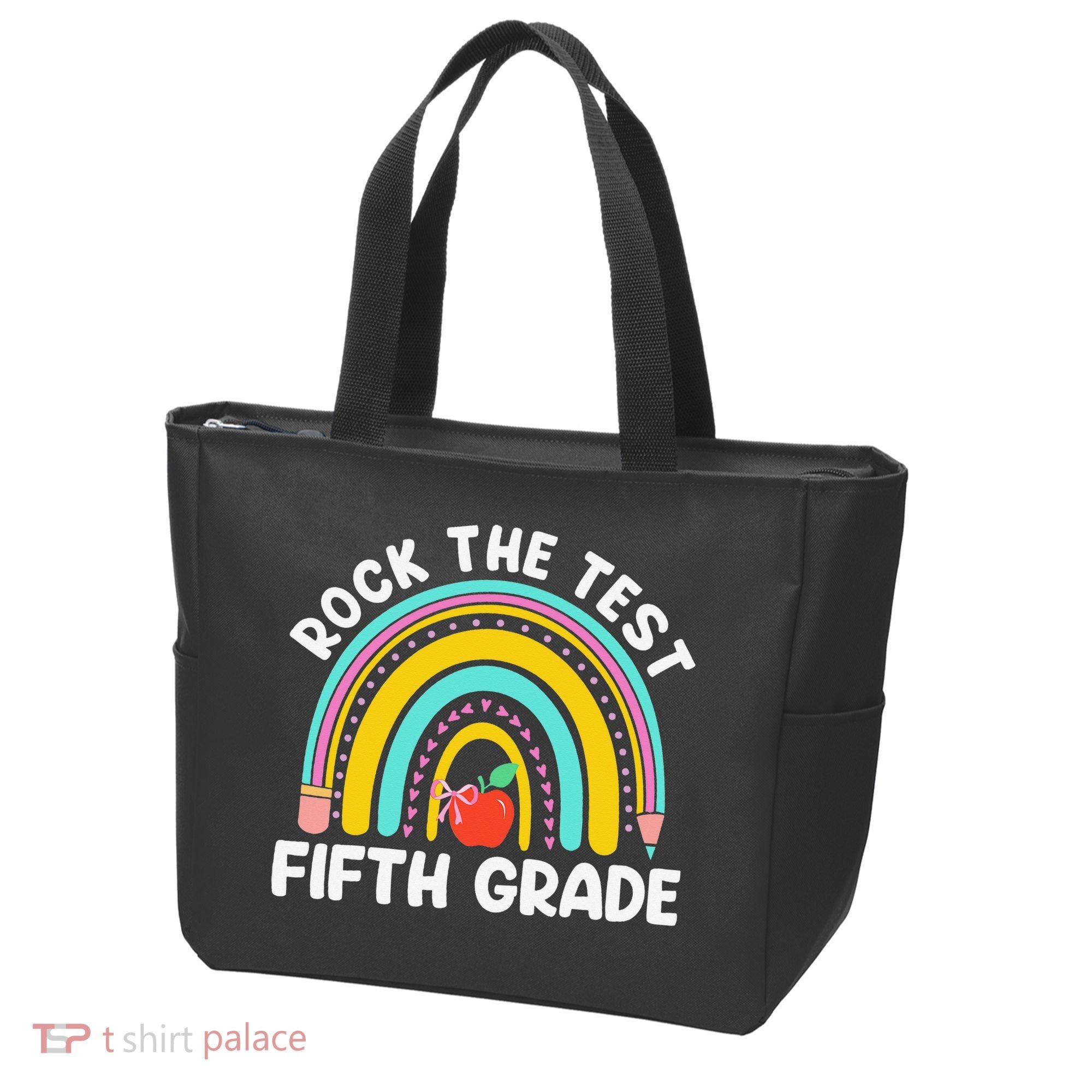 5th Grade Teacher Rock The Test Day Fifth Grade Testing Day Tote Bag
