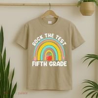 5th Grade Teacher Rock The Test Day Fifth Grade Testing Day T-Shirt thumb 2