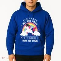 5Th Grade We Are Done 6Th Grade Here We Come Unicorn Rainbow Funny Gift Hoodie thumb 2