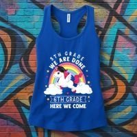 5Th Grade We Are Done 6Th Grade Here We Come Unicorn Rainbow Funny Gift Women's Tank Top thumb 3