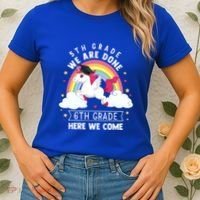 5Th Grade We Are Done 6Th Grade Here We Come Unicorn Rainbow Funny Gift Women's T-Shirt thumb 2
