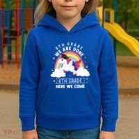 5Th Grade We Are Done 6Th Grade Here We Come Unicorn Rainbow Funny Gift Kids Hoodie thumb 3