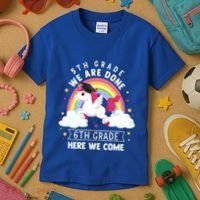 5Th Grade We Are Done 6Th Grade Here We Come Unicorn Rainbow Funny Gift Kids T-Shirt thumb 3