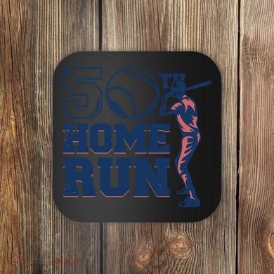 50th Home Run Baseball Birthday Gift Coaster