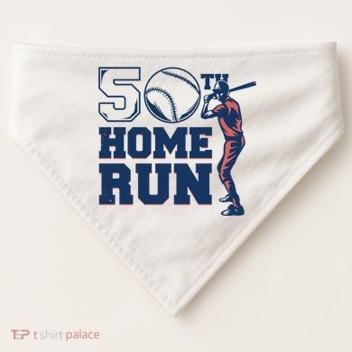 50th Home Run Baseball Birthday Gift USA-Made Doggie Bandana