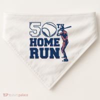 50th Home Run Baseball Birthday Gift USA-Made Doggie Bandana thumb 0