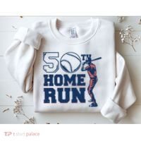 50th Home Run Baseball Birthday Gift Sweatshirt thumb 2