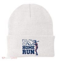 50th Home Run Baseball Birthday Gift Beanie thumb 0
