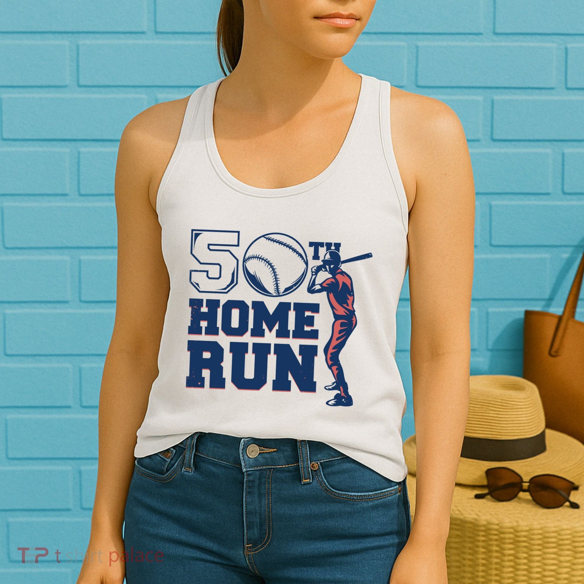 50th Home Run Baseball Birthday Gift Women's Tank Top