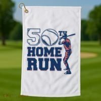 50th Home Run Baseball Birthday Gift Golf Towel thumb 1