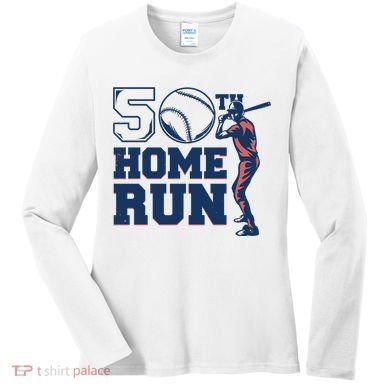 50th Home Run Baseball Birthday Gift Women's Long Sleeve Shirt