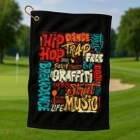 50th Music And Hip Hop Graffiti Cassette Golf Towel thumb 1