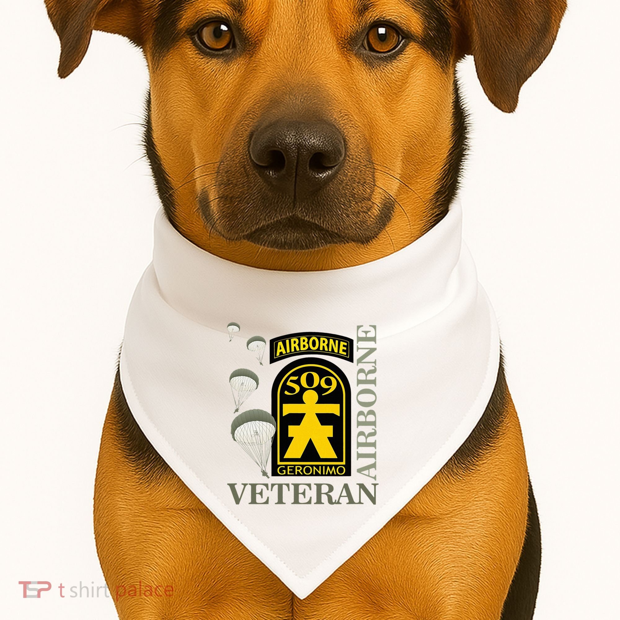 509th Parachute Infantry Regiment Airborne Veteran Christmas USA-Made Doggie Bandana
