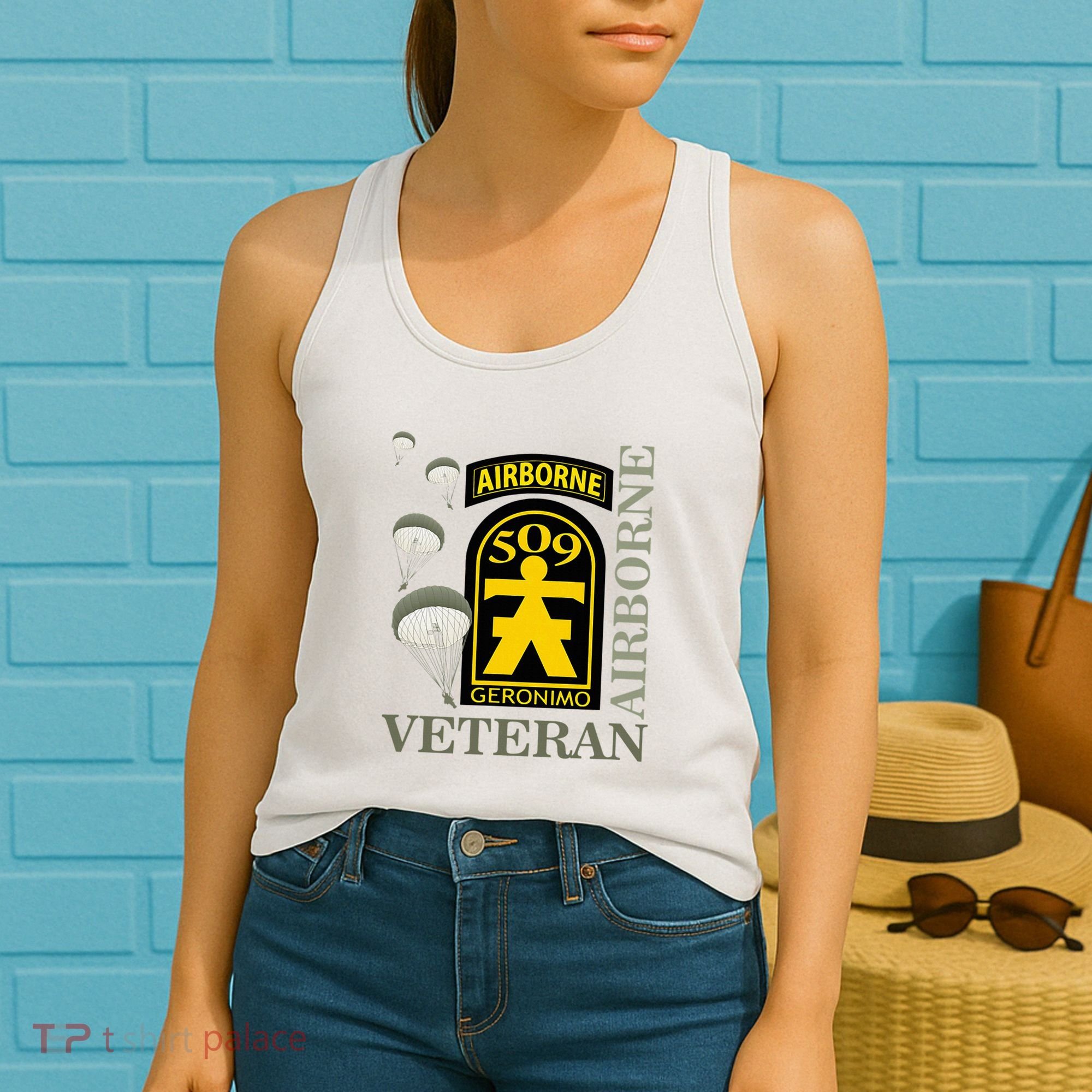 509th Parachute Infantry Regiment Airborne Veteran Christmas Women's Tank Top