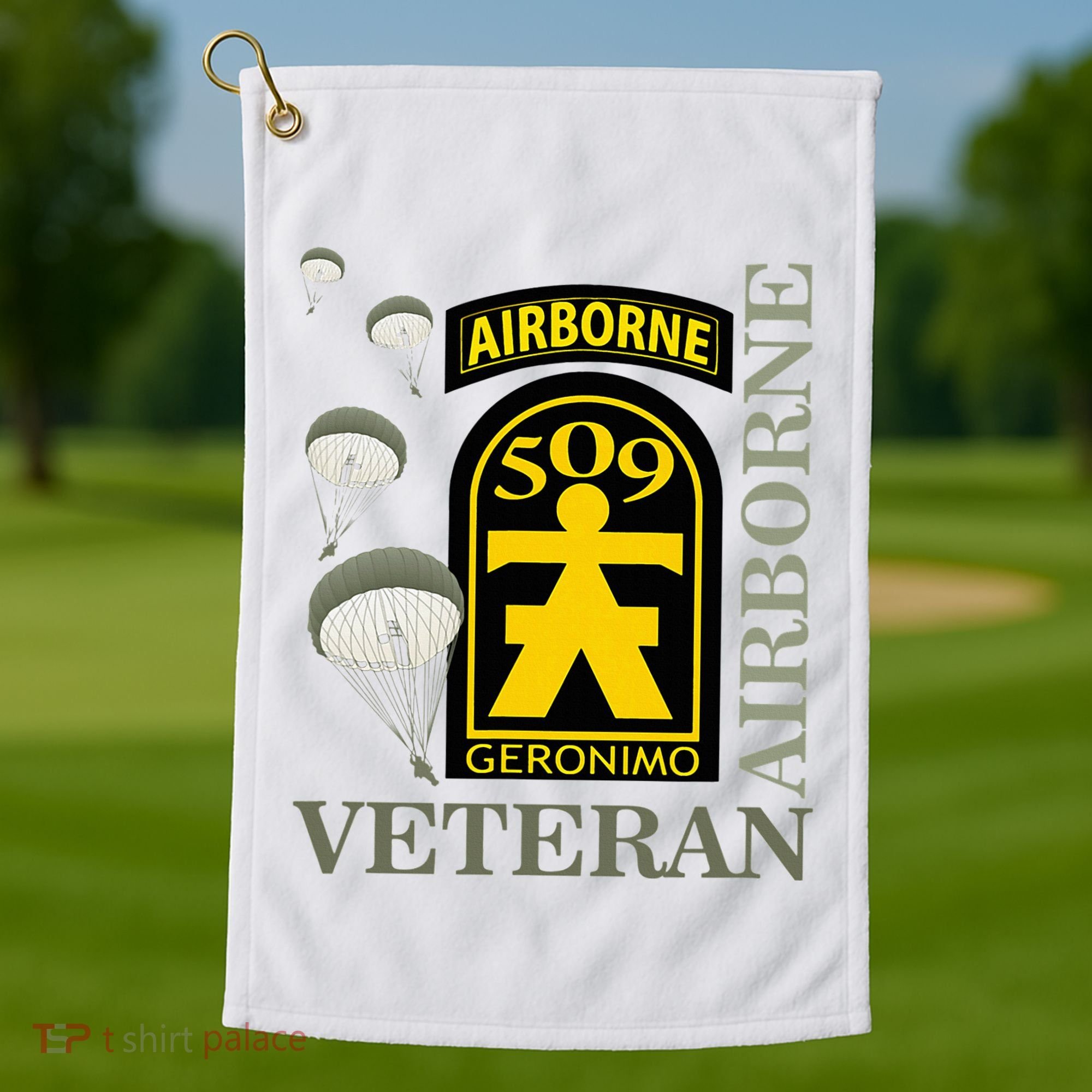 509th Parachute Infantry Regiment Airborne Veteran Christmas Golf Towel
