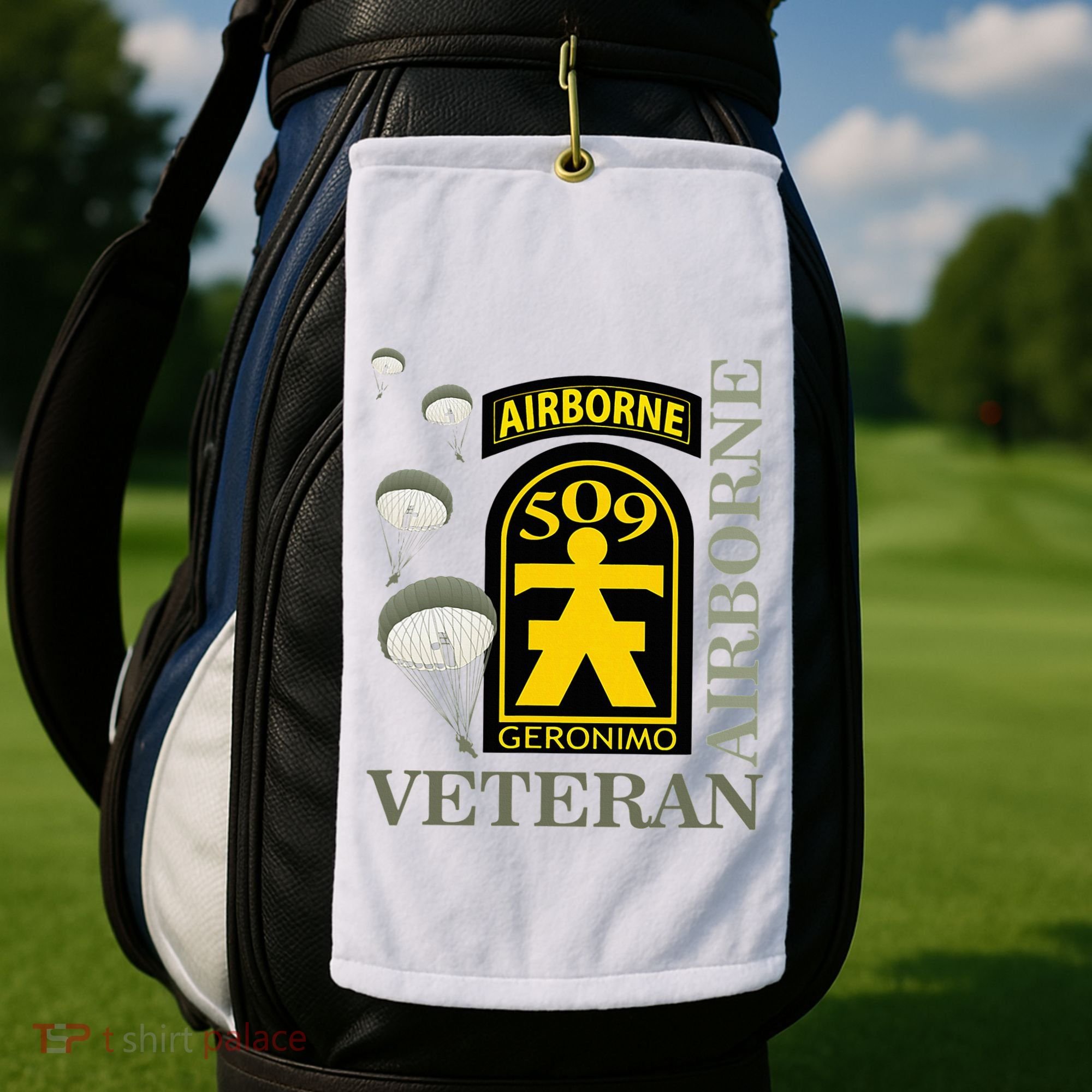 509th Parachute Infantry Regiment Airborne Veteran Christmas Golf Towel