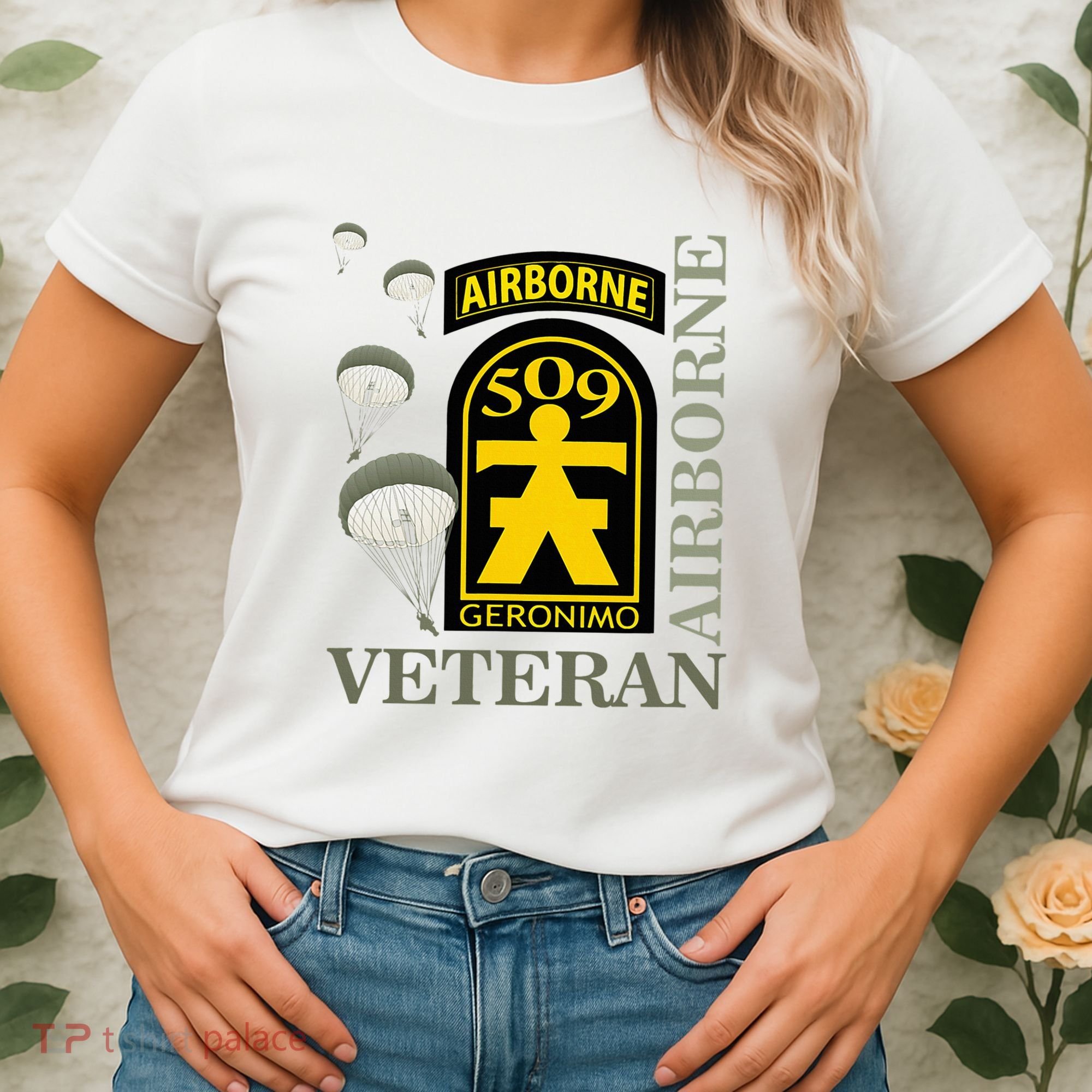 509th Parachute Infantry Regiment Airborne Veteran Christmas Women's T-Shirt