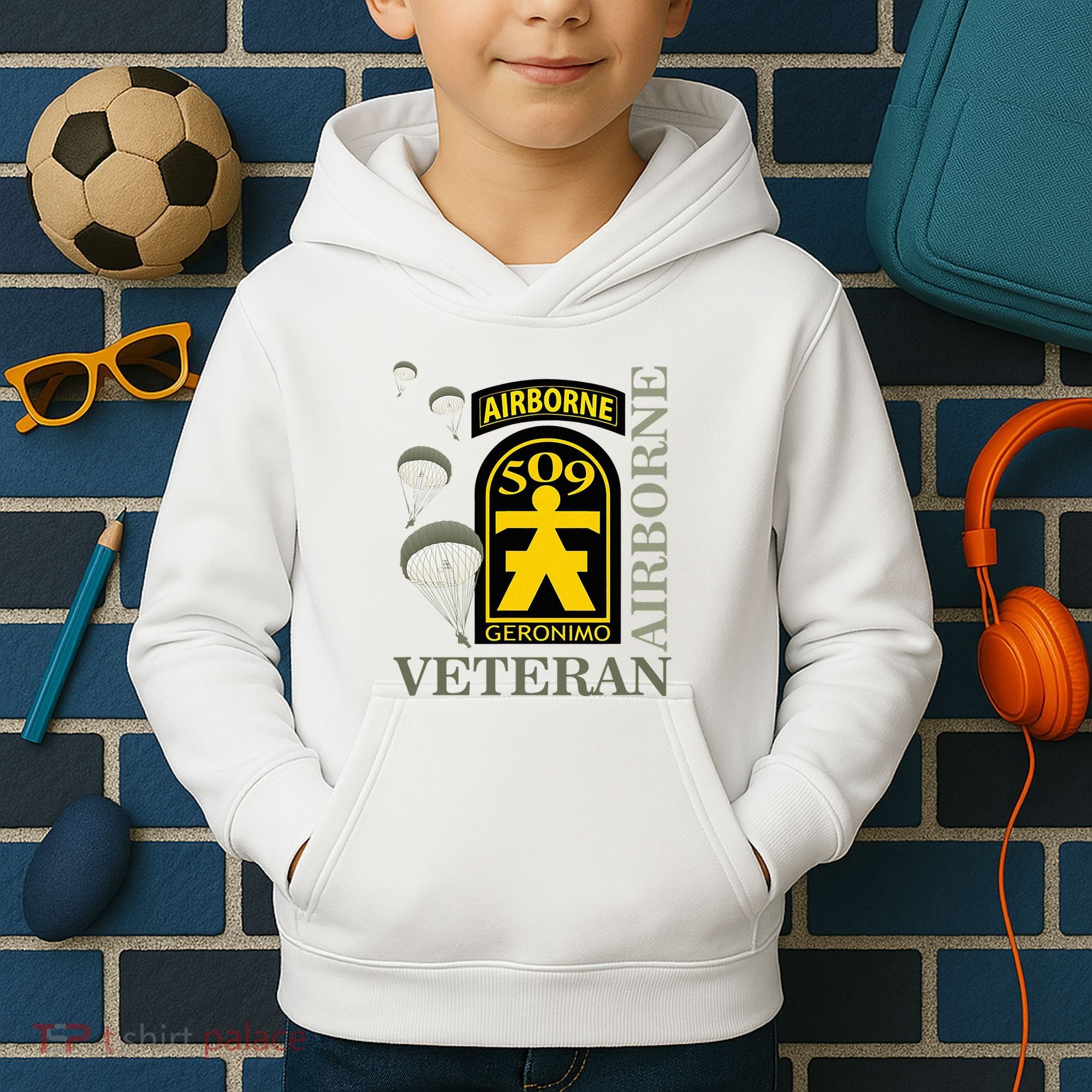 509th Parachute Infantry Regiment Airborne Veteran Christmas Kids Hoodie