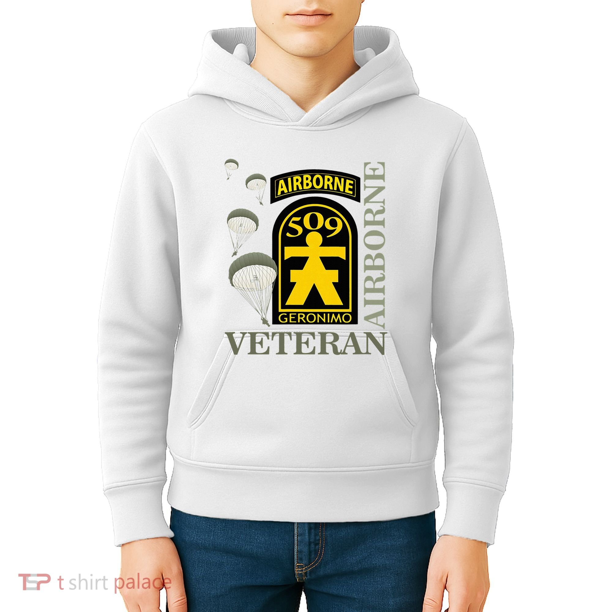 509th Parachute Infantry Regiment Airborne Veteran Christmas Kids Hoodie