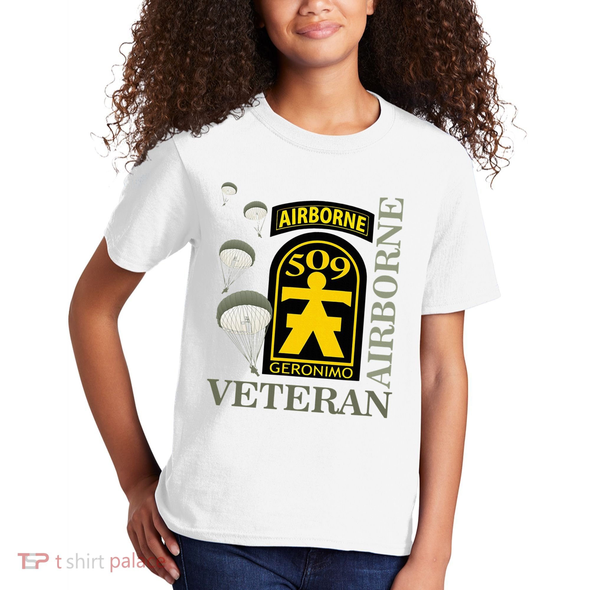 509th Parachute Infantry Regiment Airborne Veteran Christmas Kids T-Shirt