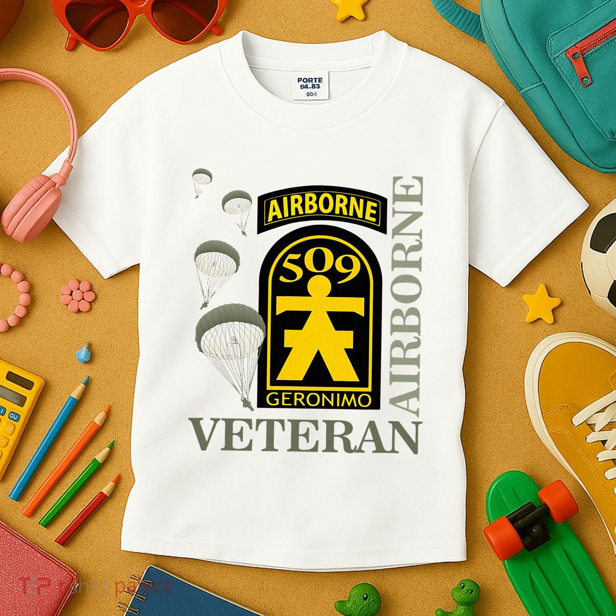 509th Parachute Infantry Regiment Airborne Veteran Christmas Kids T-Shirt
