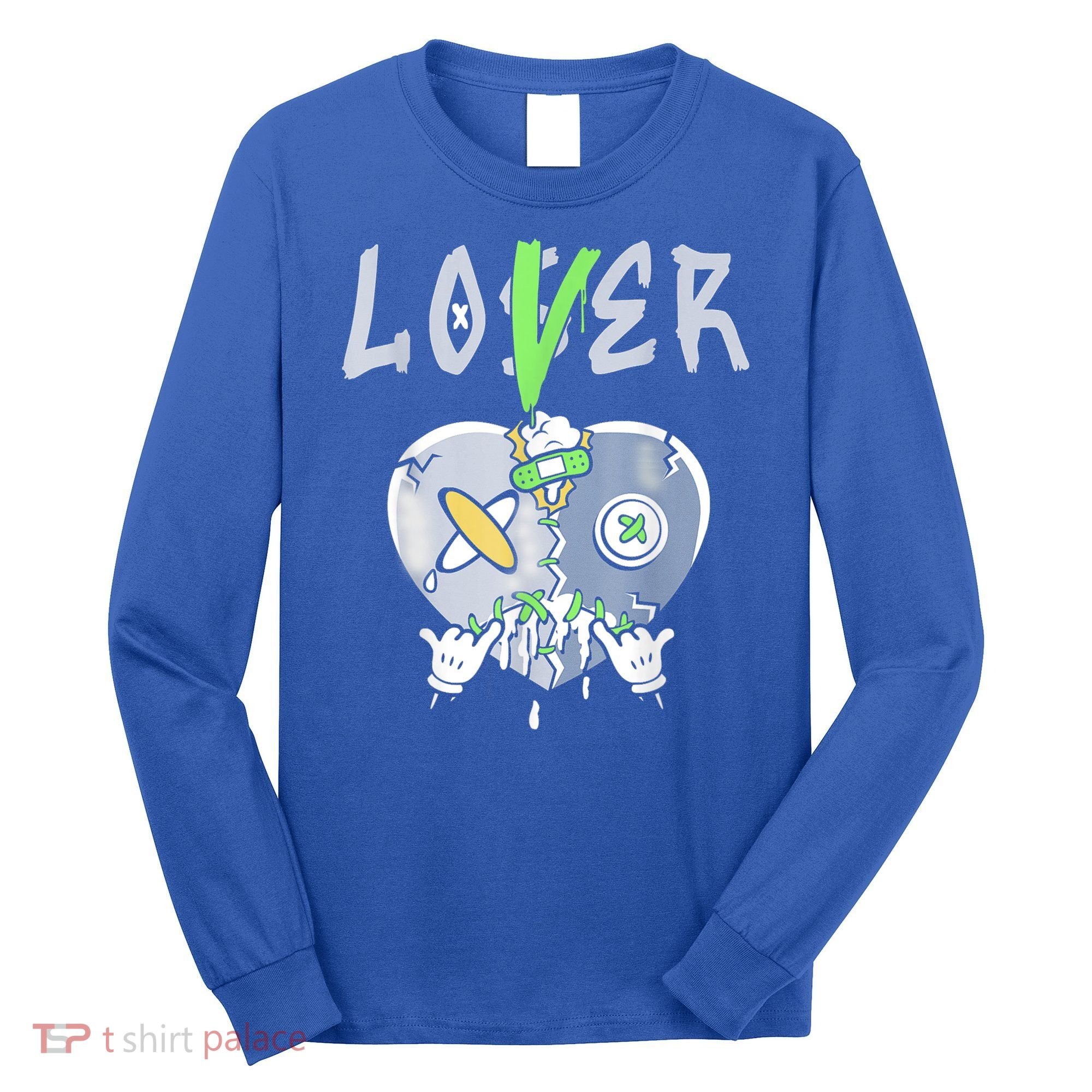 5 Retro Green Bean Loser Lover Heart Shoes 5s Green Bean Long Sleeve Shirt