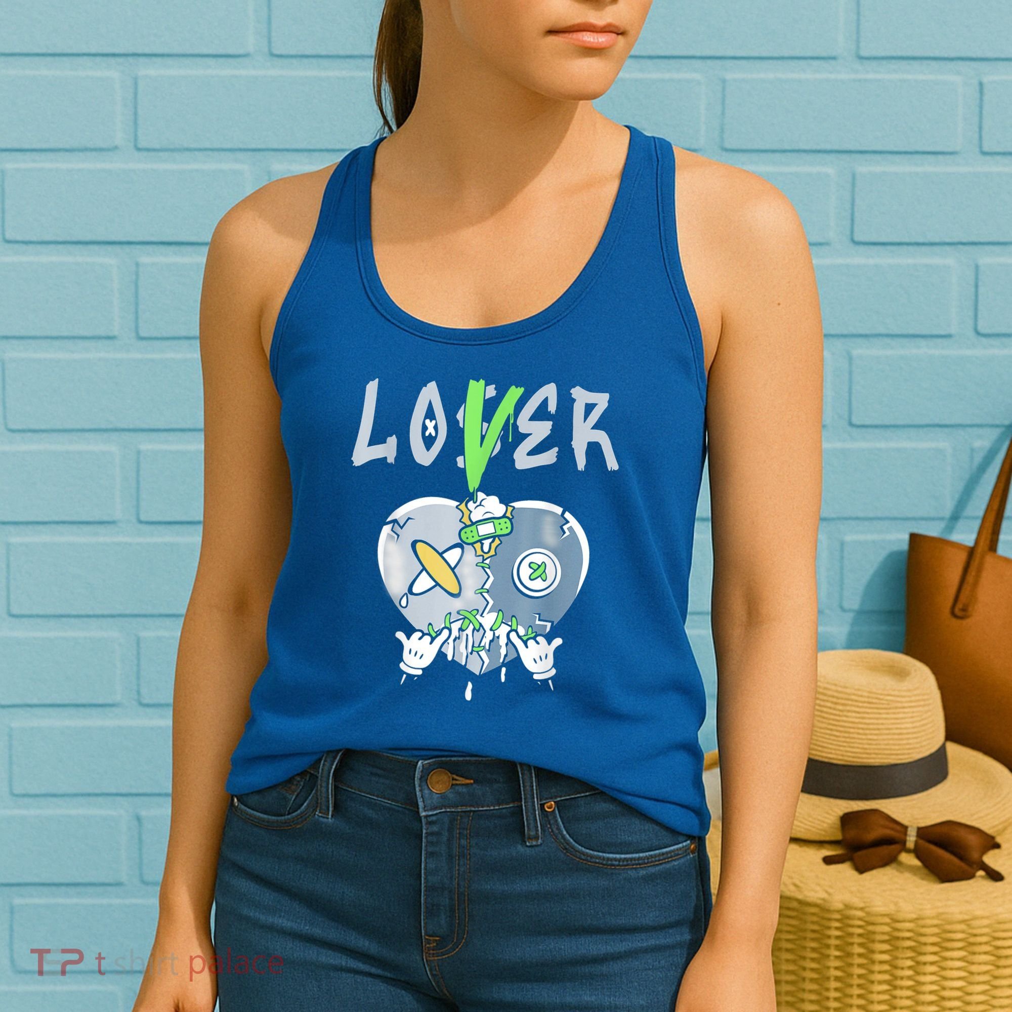 5 Retro Green Bean Loser Lover Heart Shoes 5s Green Bean Women's Tank Top