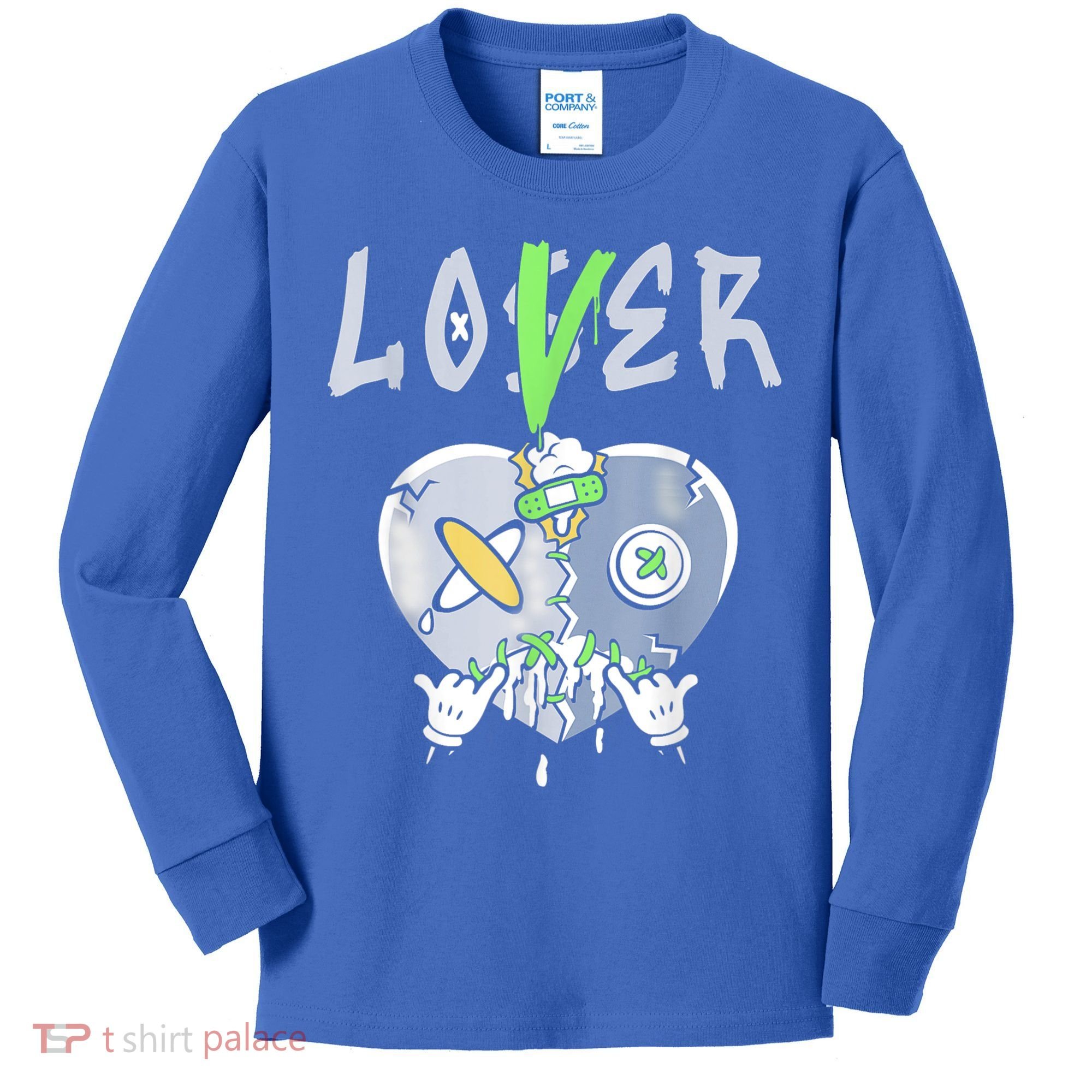 5 Retro Green Bean Loser Lover Heart Shoes 5s Green Bean Kids Long Sleeve Shirt