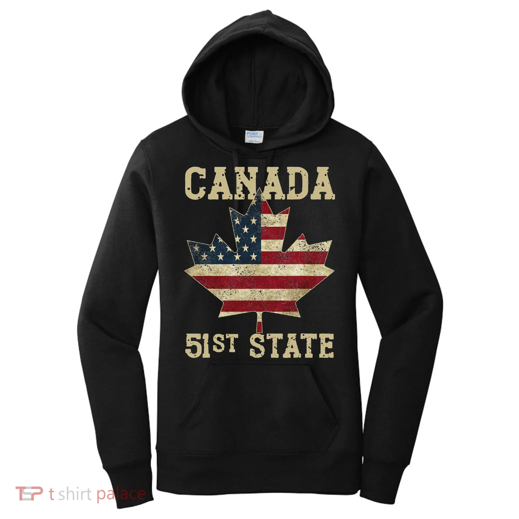 51st State Canada American Flag Canada 51st State Vintage Women's Hoodie
