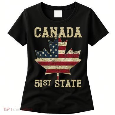 51st State Canada American Flag Canada 51st State Vintage Women's T-Shirt