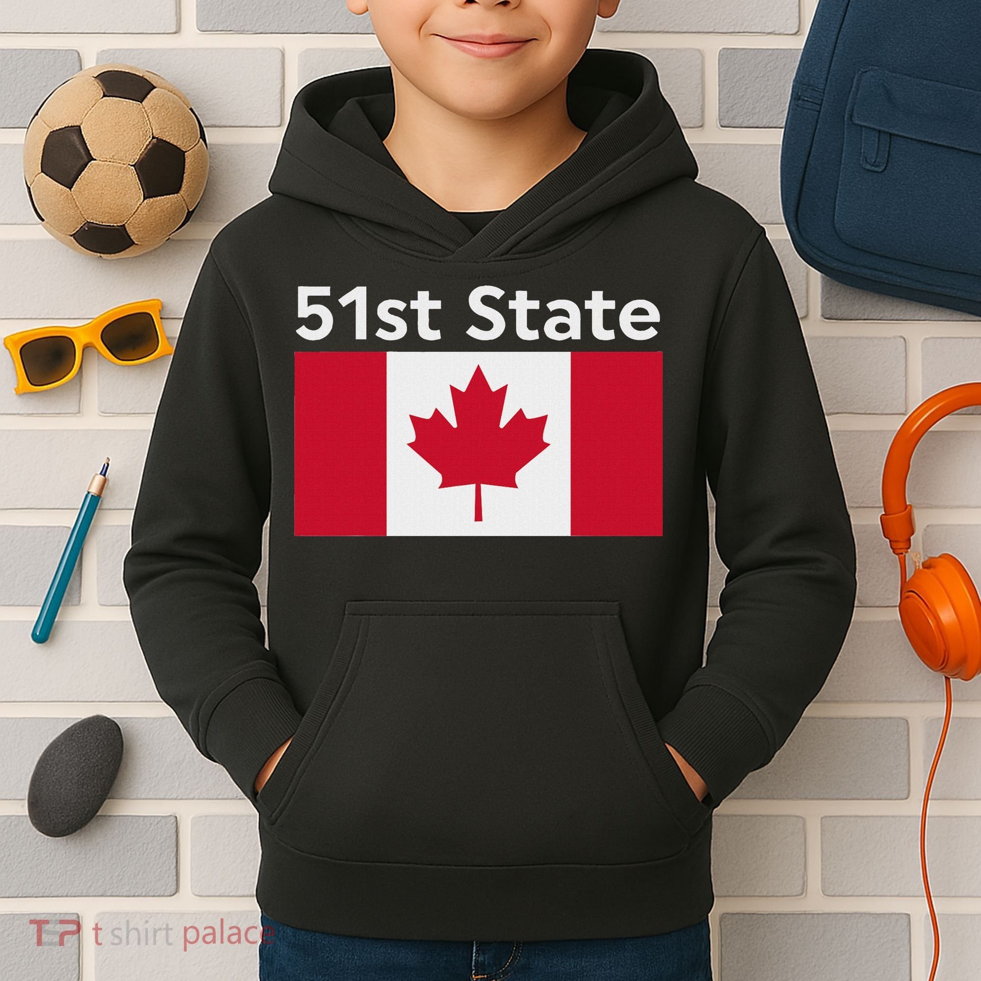 51st State Canada Funny Trump Kids Hoodie