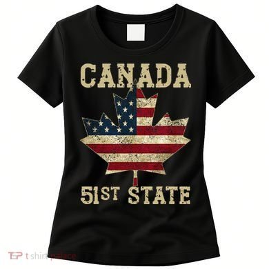 51st State Canada American Flag Canada 51st State Vintage Gift Women's T-Shirt