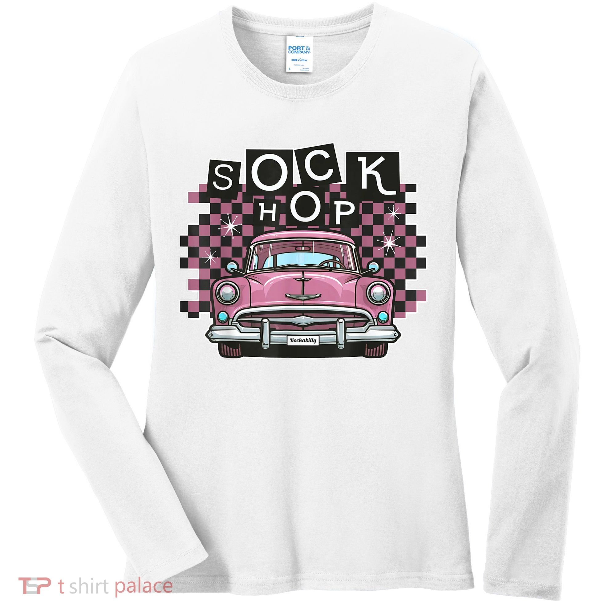 50s Sock Hop Dance Part Retro 1950s Party Doo Wop Rockabilly Women's Long Sleeve Shirt