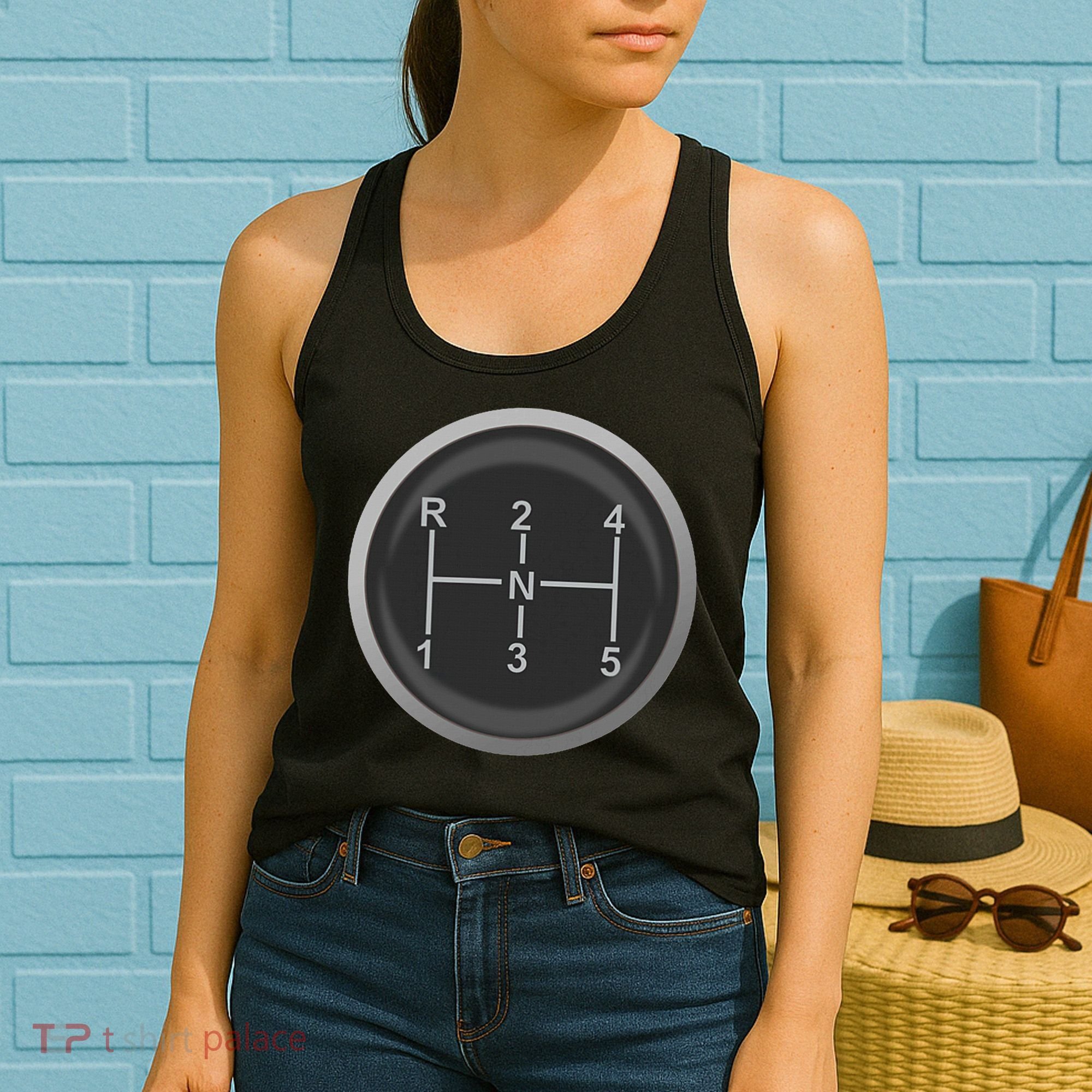 5 Speed Manual Transmission Dogleg Gear Shift Pattern Car Women's Tank Top