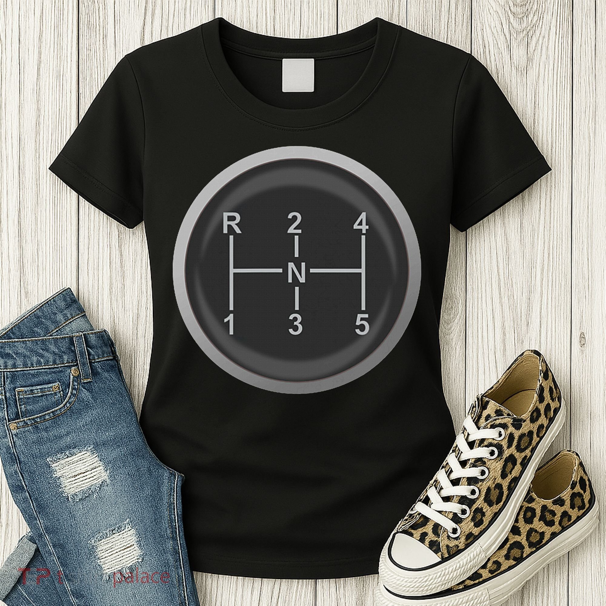 5 Speed Manual Transmission Dogleg Gear Shift Pattern Car Women's T-Shirt