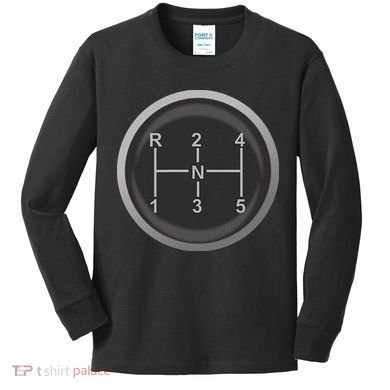 5 Speed Manual Transmission Dogleg Gear Shift Pattern Car Kids Long Sleeve Shirt