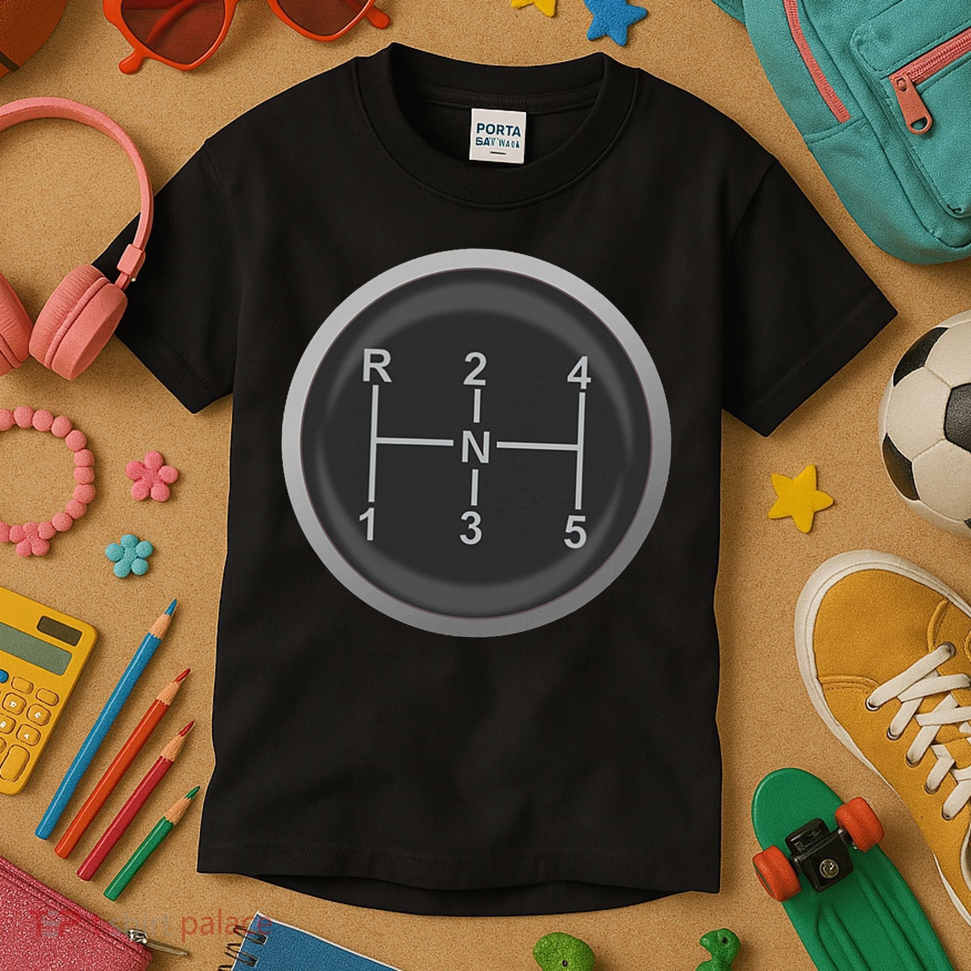 5 Speed Manual Transmission Dogleg Gear Shift Pattern Car Kids T-Shirt
